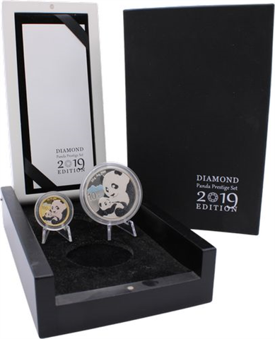 China-110 Yuan-2019-AUAG-Panda Diamond Prestige Set-Etui