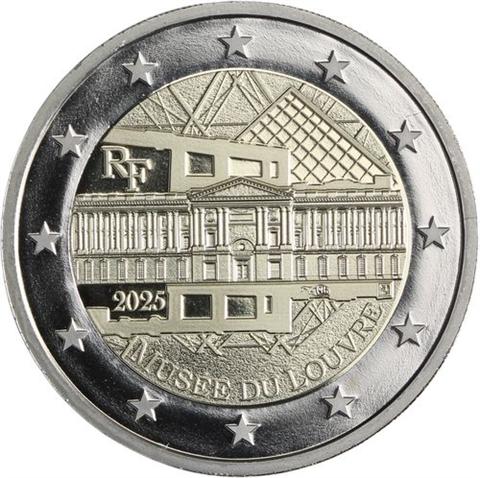 Frankreich-2 Euro-2025-PP-Louvre-Etui
