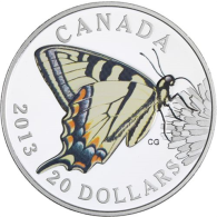 Kanada-20 Dollar-2013-AGpp-Tiger Schmetterling-Farbe-RS