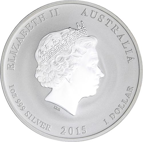 Australien-1 Dollar-2015-AGstgl-Ziege-FD-vergoldet-RS