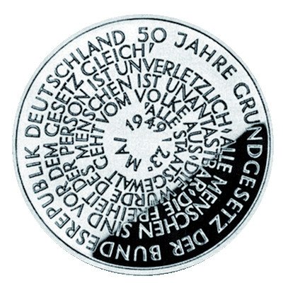Deutschland 10 DM Silber 1999 PP 50 Jahre Grundgesetz Mzz. komplett A bis J