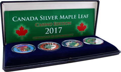 Kanada-4x5Dollar-2017-AGstgl-Casino Edition-Farbe-Etui