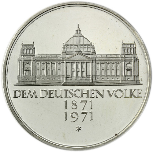 BRD 5 DM 1971 - 100 Jahre Reichsgründung - Gedenkmünze Reichstag 