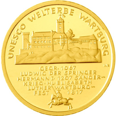 Deutschland 100 Euro 2011 stgl. UNESCO Welterbe Wartburg Mzz. nach HISTORIA-Wahl