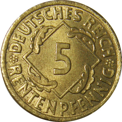 5 Rentenpfennig 1923 -1924 J. 308 