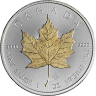 Kanada-5Dollar-2014-AGstgl-Maple Leaf-vergoldet-RS