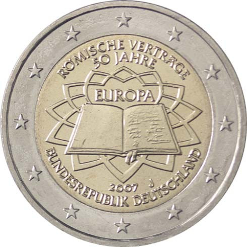 Deutschland 2 Euro 2007 bfr. Römische Verträge im Satz A - J