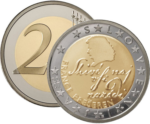 2 Euro Munze Slowenien France Preseren 2007