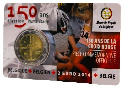 Belgien 2 Euro 2014 Stgl. Rotes Kreuz in Coin Card 