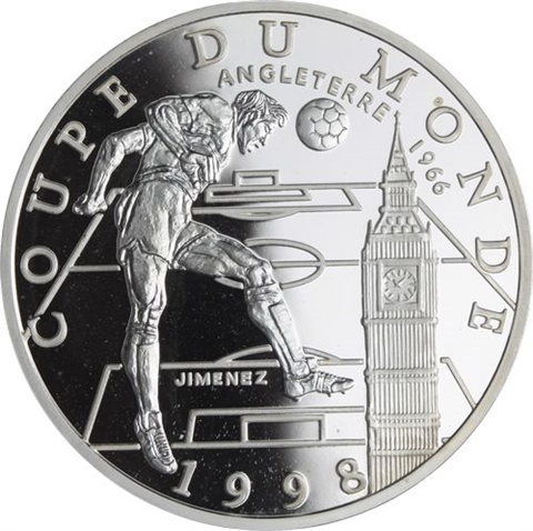 Frankreich-10 Francs-1997-AGpp-World Cup 1998-Kopfball Big Ben-RS
