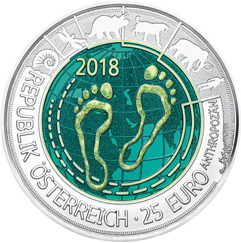 Österreich 25 Euro 2018 Silber-Niob-Münze "Anthropozän - Mensch"