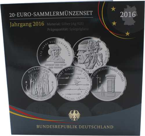 Deutschland-5x20 Euro-2016-AGpp-Komplett Set-Folder