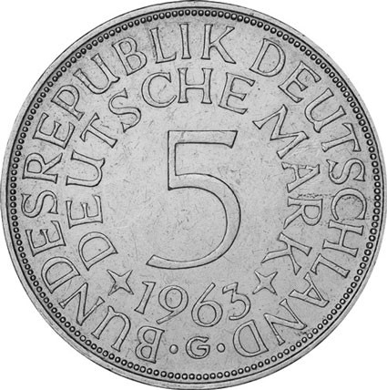 Heiermann Silberadler Kursmünzen Deutschland 5 DM 1963 Silber 