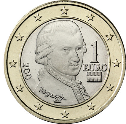 Österreich 1 Euro 2003 bfr. Wolfgang Amadeus Mozart 