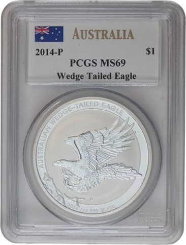 Australien-1Dollar-2014-AgStgl-MS69-Slab-Keilschwanzadler-RS