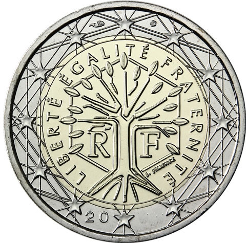 Kursmünze aus Frankreich 2 Euro 2014 mit dem Motiv Lebensbaum  Sondermünzen Gedenkmünzen Münzkatolog bestellen 