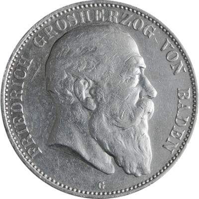 J33-Baden-FünfMark-1902-1907-AgVz-FriedrichI-RS
