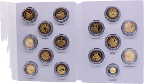 Deutschland-14xMedaille+1xAU Münze-PP-Jubiläumsprägung-FolderI