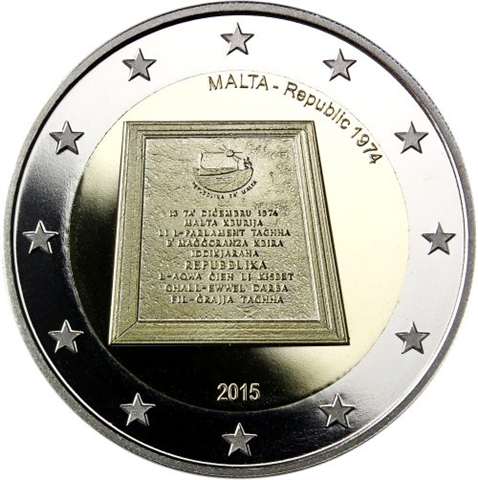 Malta 2 Euro 2015 PP Parlamentarische Republik im Etui