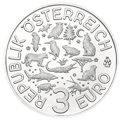 Tiger Tier Taler Serie 3 Euro Münze Österreich 2017