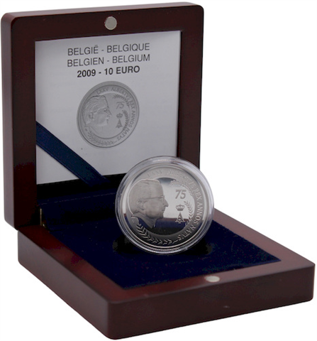 Belgien-10Euro-2009-AGPP-75GebKoenigAlbertII-Etui-2