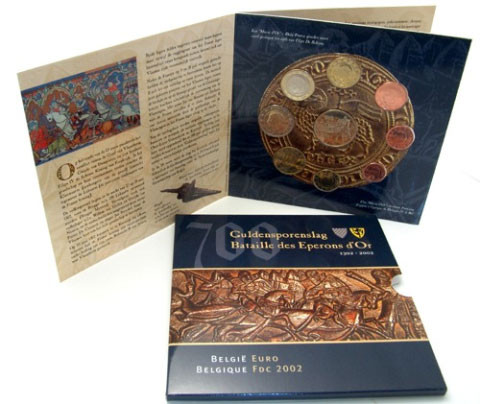 Belgien 3,88 Euro 2002 stgl. Kursmünzensatz im Folder