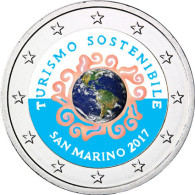 San Marino 2 Euro Gedenkmünze 2017 Jahr des Nachhaltigen Tourismus mit Farbmotiv 