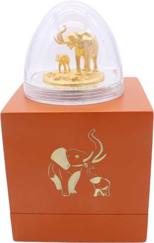 Ruanda-1000 FRW-2017-AGstgl-vergoldet-3D-Elefant-Etui