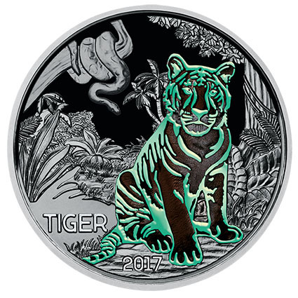 Tiger Tier Taler Serie 3 Euro Münze Österreich 2017