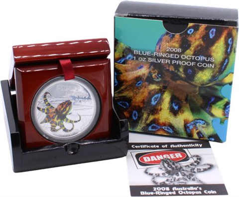 Tuvalu-1 Dollar-2008-AGpp-Octopus-Farbe-RS