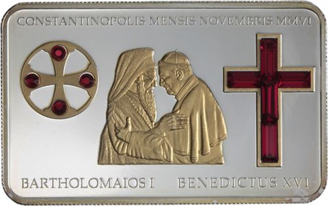 Mix-20xGedenkmünzen-Papst mit Swarowski vergoldet-Paul und Benedikt-Kassette