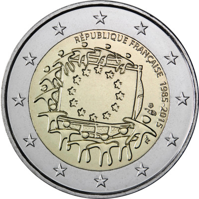 Europa Flagge 2 Euro Muenzen Frankreich