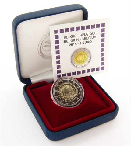 Belgien-2-Euro-2015-PP-30-Jahre-Euroflagge