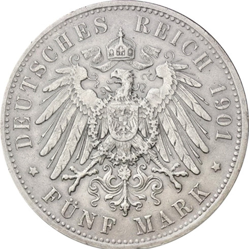Kaiserreich 5 Mark 1901ss Herzog Ernst von Sachsen-Altenburg J.143