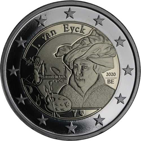 Belgien-2 Euro-2020-PP-Jan van Eyck-Etui