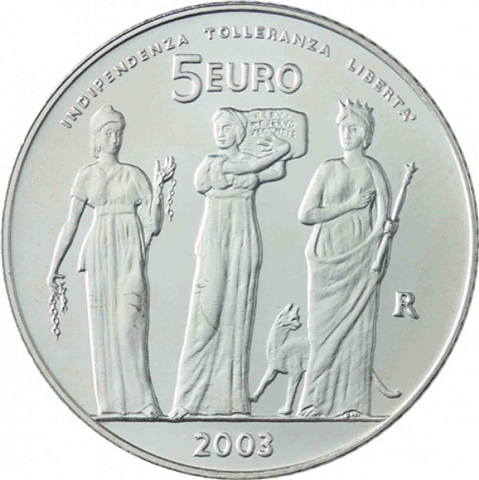 San Marino 5 Euro 2003 Silber 1700 Jahre Republik RS