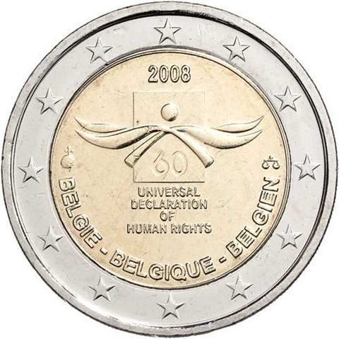 Belgien 2 Euro 2008 Menschenrechte im Blister