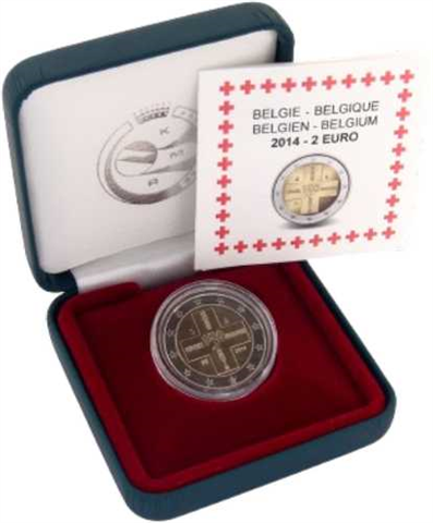 Belgien 2 Euro 2014 Rotes Kreuz PP  im Etui -frei