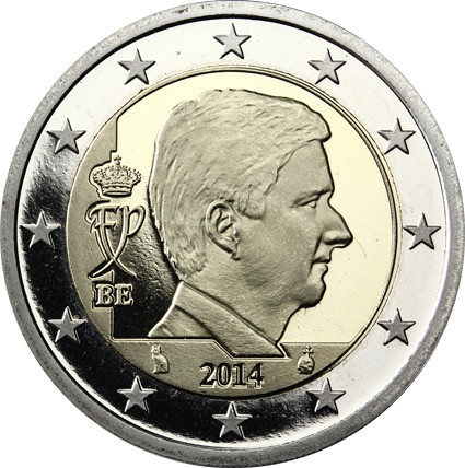 Belgien 2 Euro 2014 PP König Philippe Münzzeichen Katze im Etui