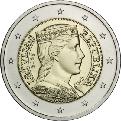 Lettland-2-Euro-2025-Stgl-Trachtenmädchen-RS