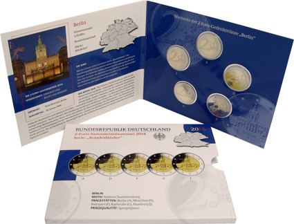 Deutschlande 2 Euro-Satz 2018 Berlin Schloss Charlottenburg PP im Folder