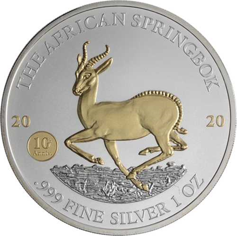 Gabun-1000 Francs-2020-AGstgl-vergoldet-Springbock-RS