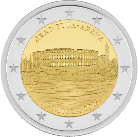 Kroatien-2Euro-2025-PP-Pula-Arena-Etui