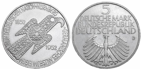 5 DM 1952 Germanisches Museum I und II