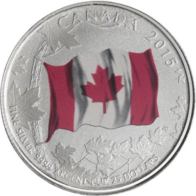 Kanada-25 Dollar-2015-AGstgl-Farbe-Kanadische Flagge-RS