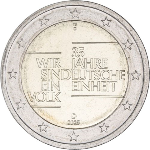 Deutschland-2 Euro-2025-bfr-Deutsche Einheit-Mzz.D-RS