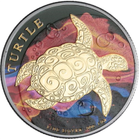 Niue-2 Dollar-2015-AGstgl-Schildkröte-FD-RuthBlack-Farbe-RS