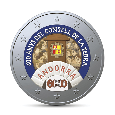 Andorra 2 Euro 2019 Generarat der Täler FARBE