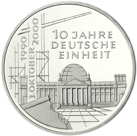 Deutschland 10 DM Silber 2000 Stgl. 10 Jahre Deutsche Einheit I