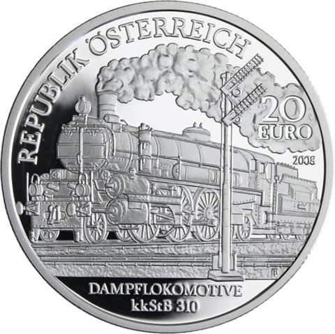 Österreich-6x20Euro-2007-2009-AGpp-Eisenbahn-EtuiI